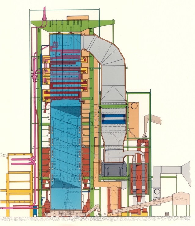 Cross-section of a boiler